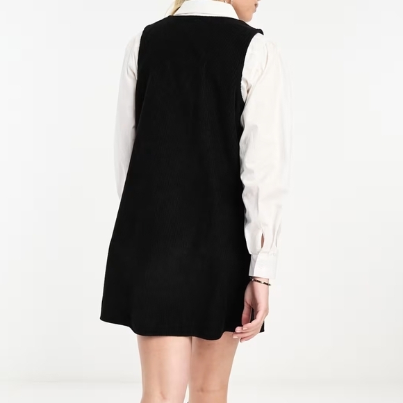 Nobody's Child Black Cord Piper Mini Pinafore Dress - Picture 3 of 8